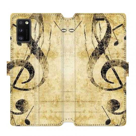 Housse cuir portefeuille pour Samsung Galaxy A41 Musique clé sol vintage