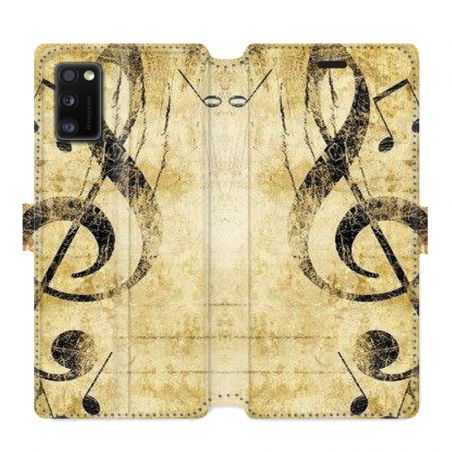 Housse cuir portefeuille pour Samsung Galaxy A41 Musique clé sol vintage