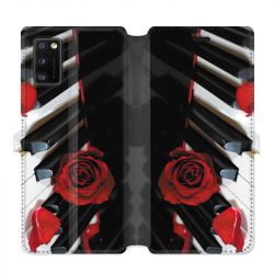 Housse cuir portefeuille pour Samsung Galaxy A41 Musique Rose Piano