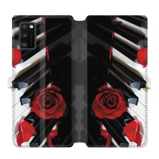Housse cuir portefeuille pour Samsung Galaxy A41 Musique Rose Piano