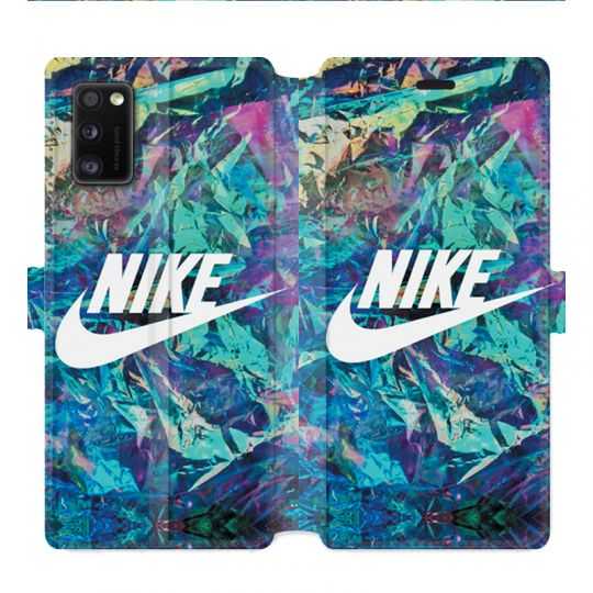 Housse cuir portefeuille pour Samsung Galaxy A41 Nike Turquoise