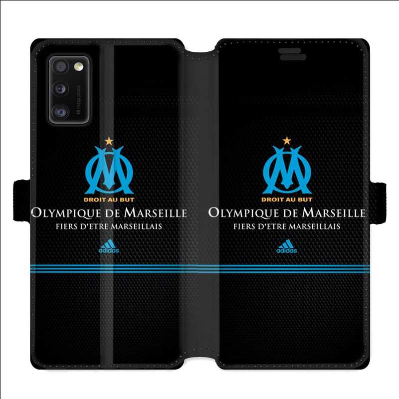 Housse cuir portefeuille pour Samsung Galaxy A41 Olympique Marseille OM Fier etre Marseillais