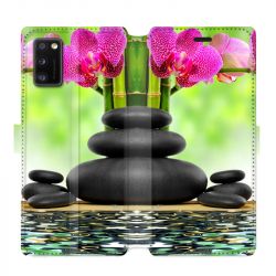Housse cuir portefeuille pour Samsung Galaxy A41 orchidee eau
