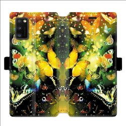 Housse cuir portefeuille pour Samsung Galaxy A41 papillons papillon jaune