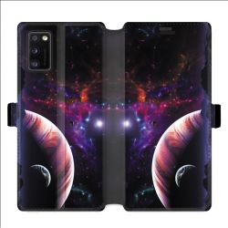 Housse cuir portefeuille pour Samsung Galaxy A41 Planete rouge