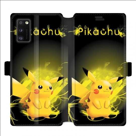 Housse cuir portefeuille pour Samsung Galaxy A41 Pokemon Pikachu eclair