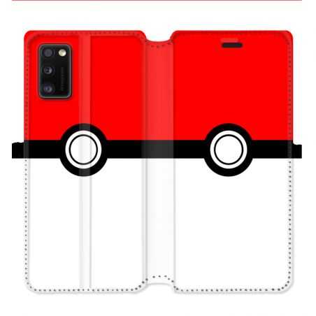 Housse cuir portefeuille pour Samsung Galaxy A41 Pokemon Pokeball
