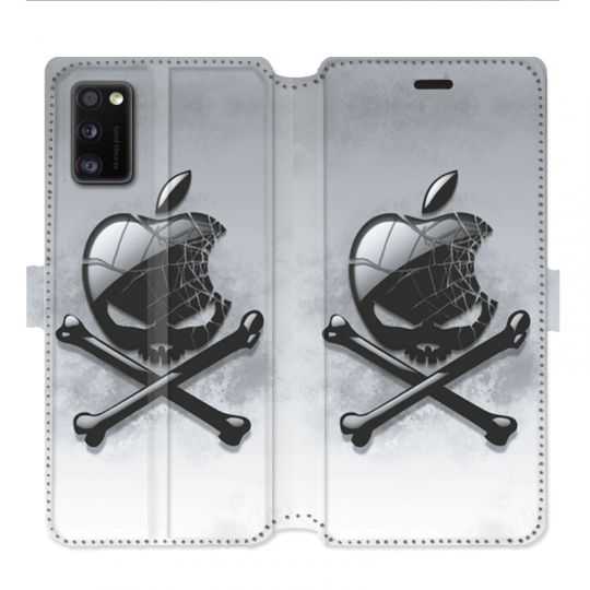 Housse cuir portefeuille pour Samsung Galaxy A41 Pomme Tete mort
