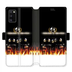 Housse cuir portefeuille pour Samsung Galaxy A41 pompier soldat