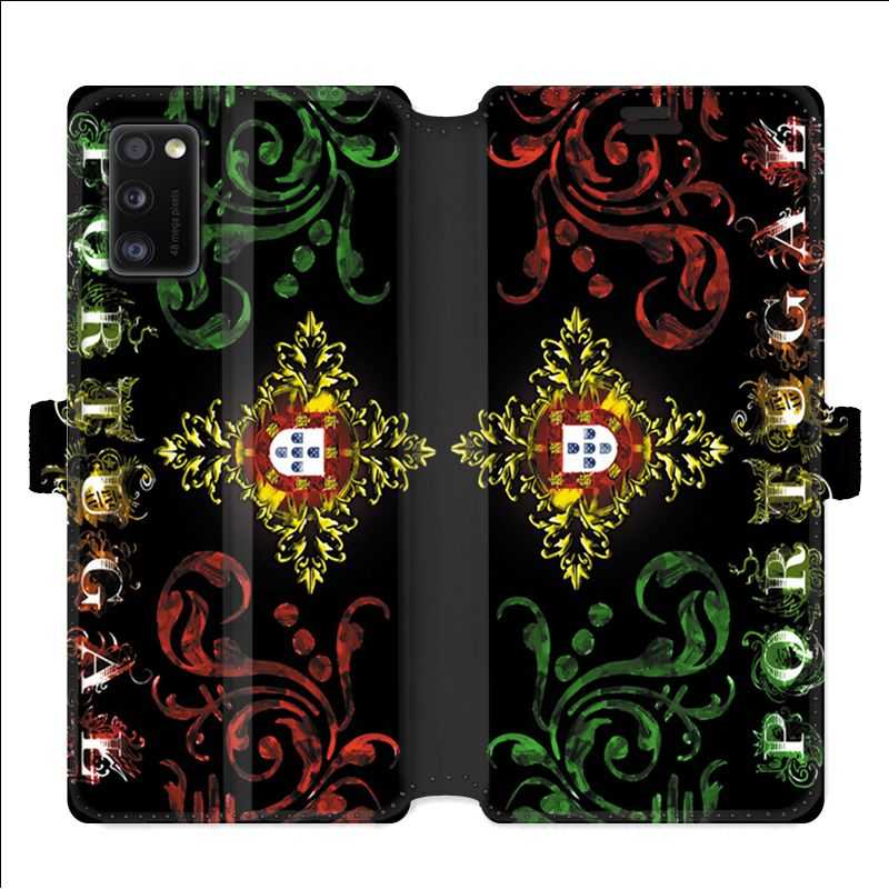 Housse cuir portefeuille pour Samsung Galaxy A41 Portugal Arabesque