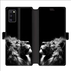 Housse cuir portefeuille pour Samsung Galaxy A41 roi lion