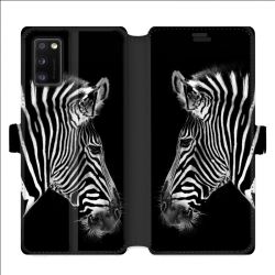 Housse cuir portefeuille pour Samsung Galaxy A41 savane Zebra