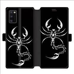 Housse cuir portefeuille pour Samsung Galaxy A41 scorpion