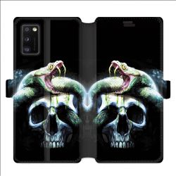 Housse cuir portefeuille pour Samsung Galaxy A41 serpent crane
