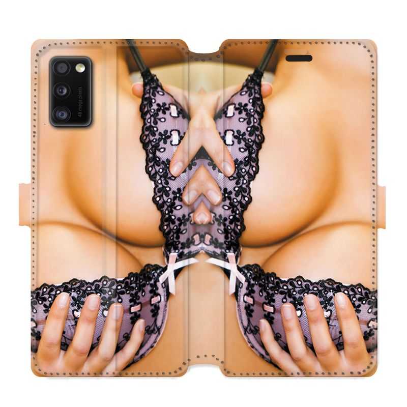 Housse cuir portefeuille pour Samsung Galaxy A41 Sexy boobs