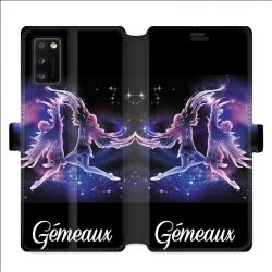 Housse cuir portefeuille pour Samsung Galaxy A41 signe zodiaque 2 Gémeaux