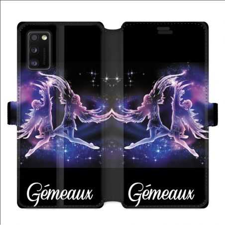 Housse cuir portefeuille pour Samsung Galaxy A41 signe zodiaque 2 Gémeaux