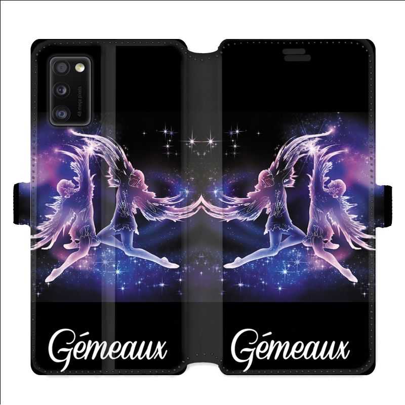 Housse cuir portefeuille pour Samsung Galaxy A41 signe zodiaque 2 Gémeaux