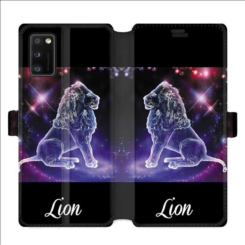 Housse cuir portefeuille pour Samsung Galaxy A41 signe zodiaque 2 Lion