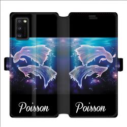 Housse cuir portefeuille pour Samsung Galaxy A41 signe zodiaque 2 Poisson