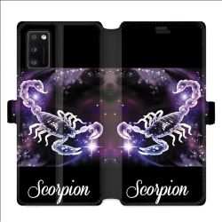 Housse cuir portefeuille pour Samsung Galaxy A41 signe zodiaque 2 Scorpion