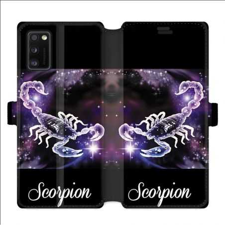 Housse cuir portefeuille pour Samsung Galaxy A41 signe zodiaque 2 Scorpion