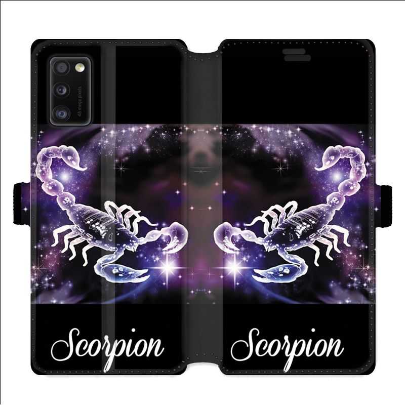 Housse cuir portefeuille pour Samsung Galaxy A41 signe zodiaque 2 Scorpion