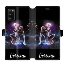 Housse cuir portefeuille pour Samsung Galaxy A41 signe zodiaque 2 Verseau