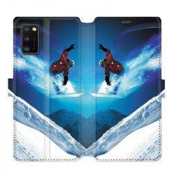 Housse cuir portefeuille pour Samsung Galaxy A41 Snowboard saut