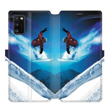 Housse cuir portefeuille pour Samsung Galaxy A41 Snowboard saut