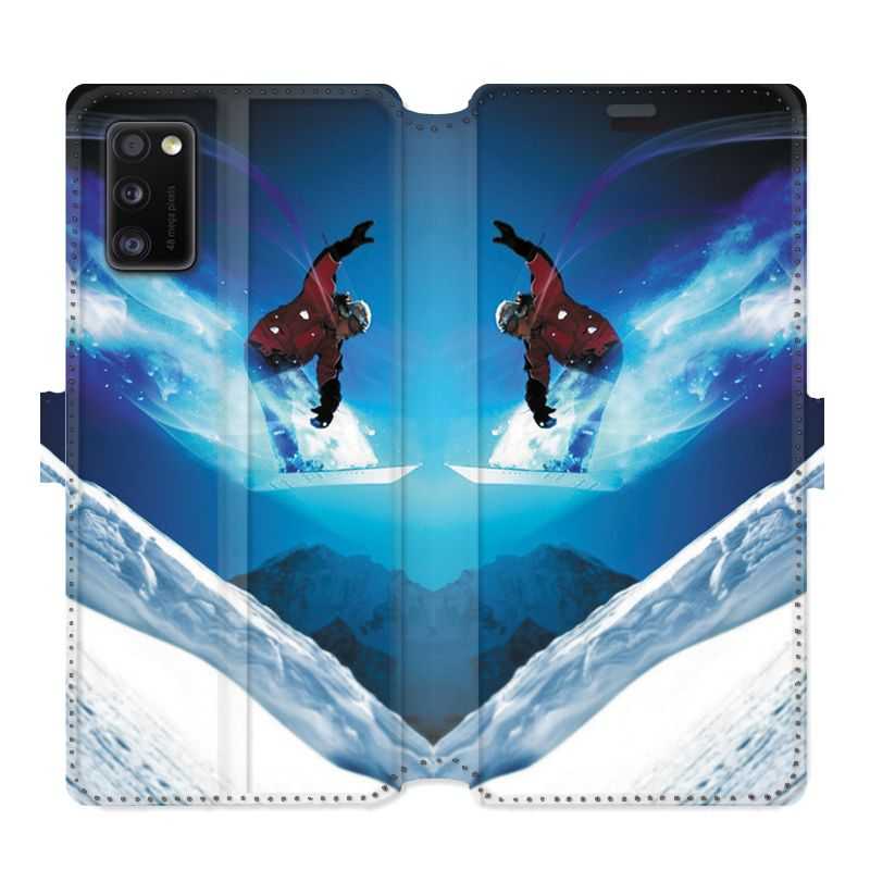 Housse cuir portefeuille pour Samsung Galaxy A41 Snowboard saut