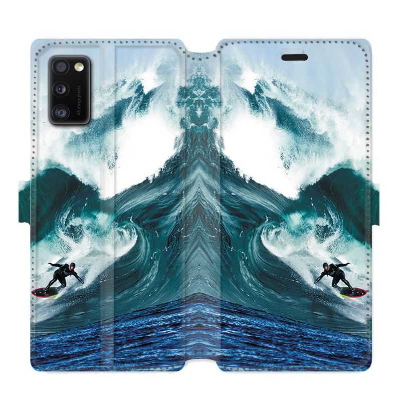 Housse cuir portefeuille pour Samsung Galaxy A41 Surf vague