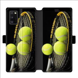 Housse cuir portefeuille pour Samsung Galaxy A41 Tennis Balls
