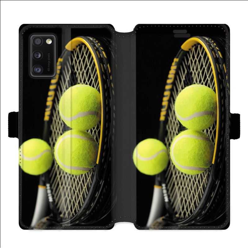 Housse cuir portefeuille pour Samsung Galaxy A41 Tennis Balls