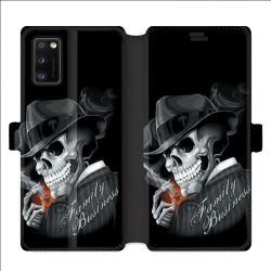 Housse cuir portefeuille pour Samsung Galaxy A41 tete de mort family business