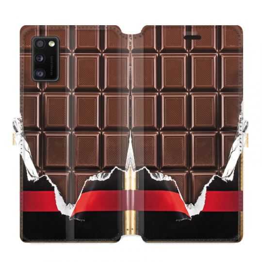 Housse cuir portefeuille pour Samsung Galaxy A41 Trompe Oeil chocolat