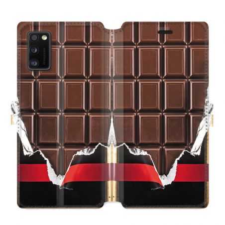 Housse cuir portefeuille pour Samsung Galaxy A41 Trompe Oeil chocolat