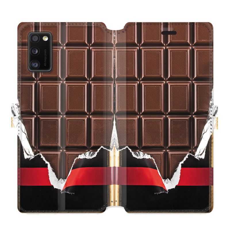Housse cuir portefeuille pour Samsung Galaxy A41 Trompe Oeil chocolat