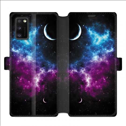 Housse cuir portefeuille pour Samsung Galaxy A41 Univers Bleu violet