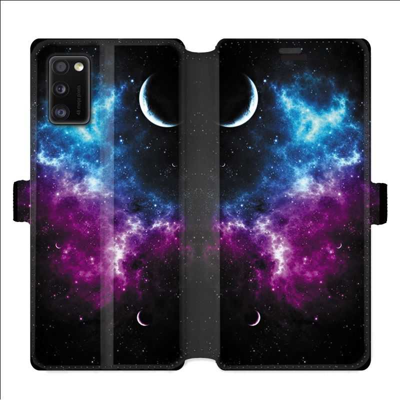 Housse cuir portefeuille pour Samsung Galaxy A41 Univers Bleu violet