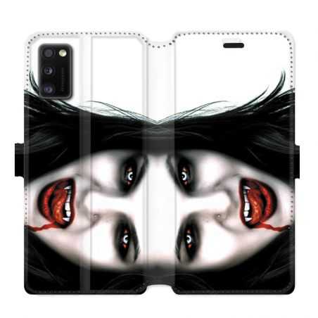 Housse cuir portefeuille pour Samsung Galaxy A41 Vampire blanc