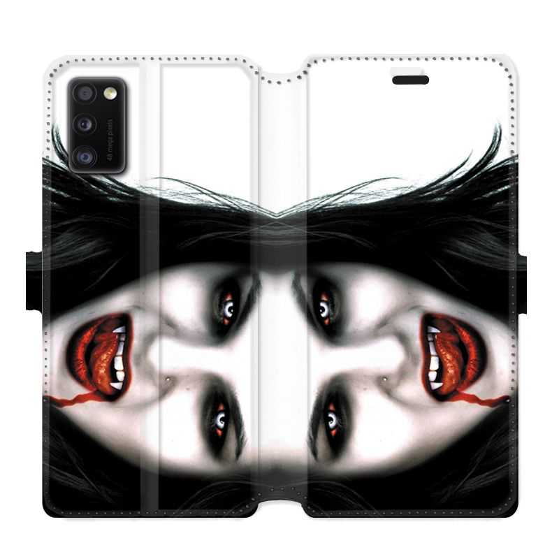 Housse cuir portefeuille pour Samsung Galaxy A41 Vampire blanc