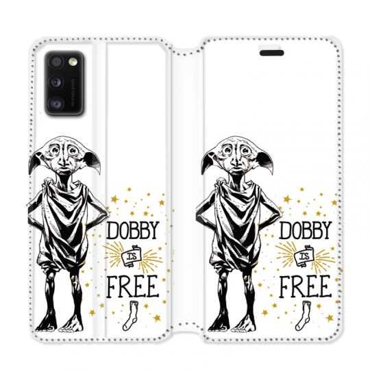 Housse cuir portefeuille pour Samsung Galaxy A41 WB License harry potter dobby Free B