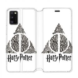 Housse cuir portefeuille pour Samsung Galaxy A41 WB License harry potter pattern triangle Blanc