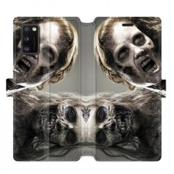 Housse cuir portefeuille pour Samsung Galaxy A41 Zombie blanc