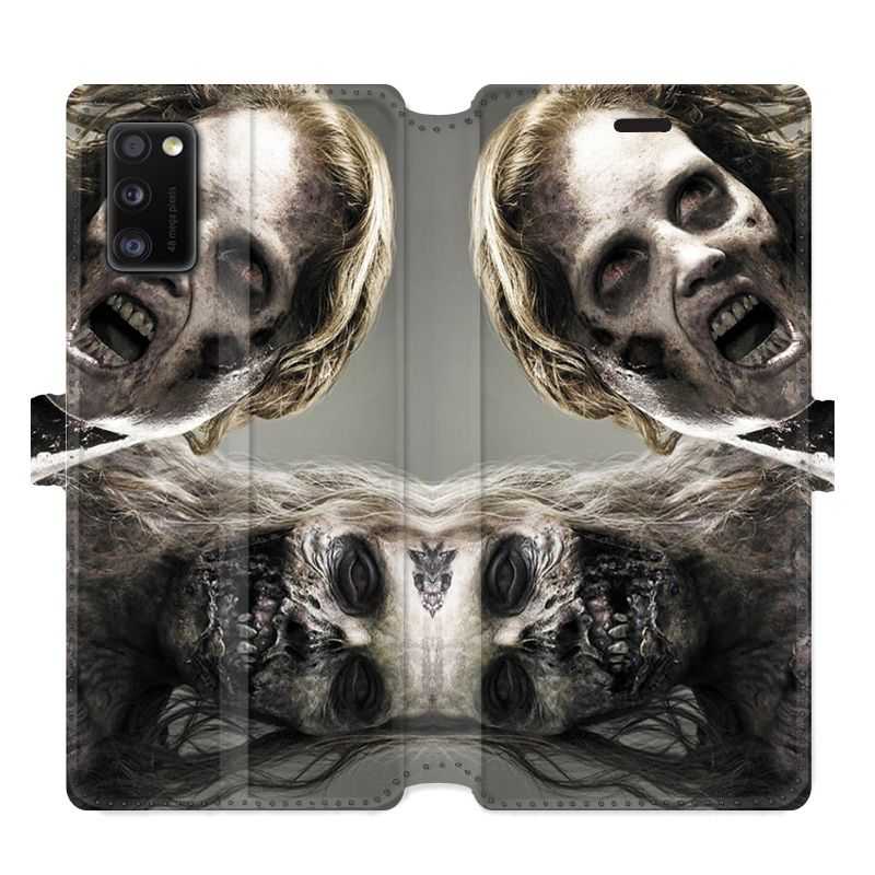 Housse cuir portefeuille pour Samsung Galaxy A41 Zombie blanc
