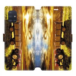 Housse cuir portefeuille pour Samsung Galaxy A51 Agriculture Tracteur color