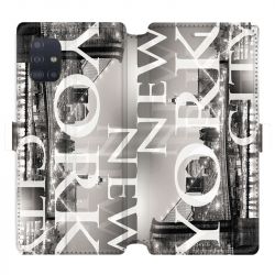 Housse cuir portefeuille pour Samsung Galaxy A51 Amerique USA New York