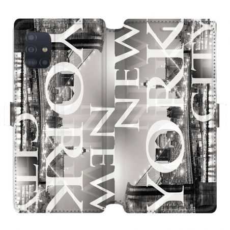 Housse cuir portefeuille pour Samsung Galaxy A51 Amerique USA New York