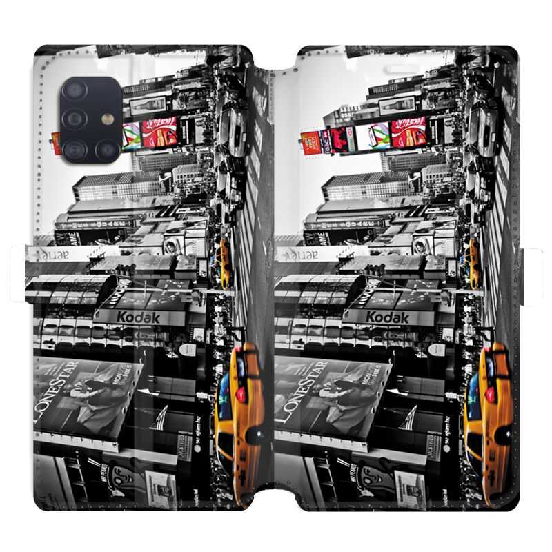 Housse cuir portefeuille pour Samsung Galaxy A51 Amerique USA New York Taxi